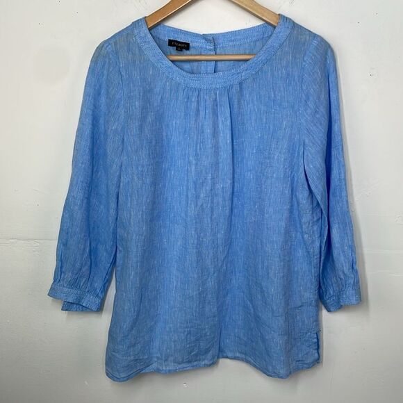 Talbots LINEN BUTTON-BACK BLOUSE - CROSS DYED size Small - Picture 1 of 13